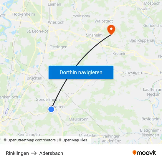 Rinklingen to Adersbach map