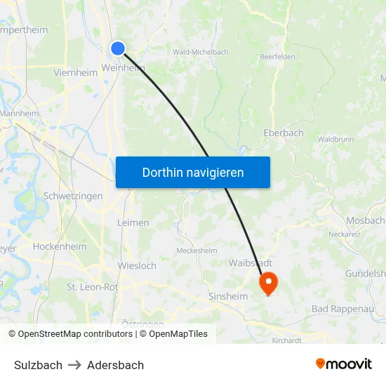Sulzbach to Adersbach map