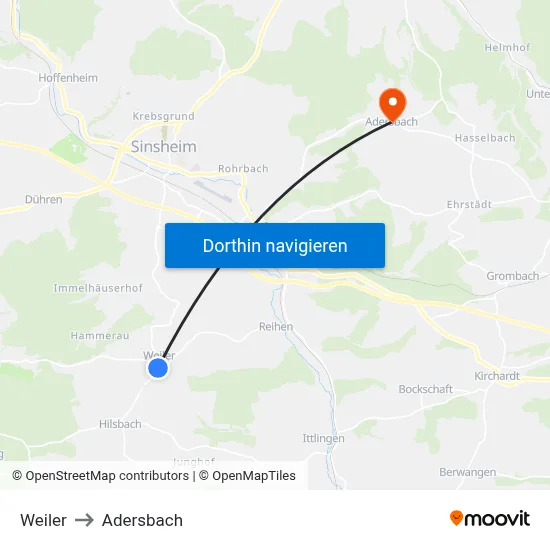 Weiler to Adersbach map