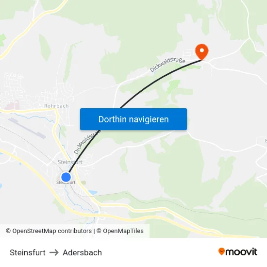 Steinsfurt to Adersbach map