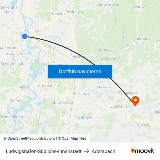 Ludwigshafen-Südliche-Innenstadt to Adersbach map