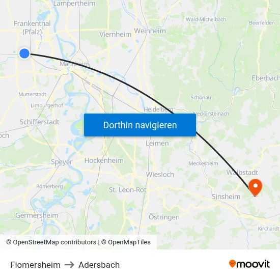 Flomersheim to Adersbach map