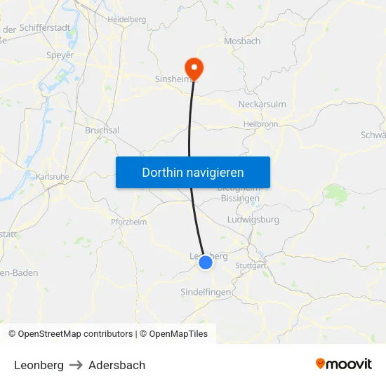 Leonberg to Adersbach map