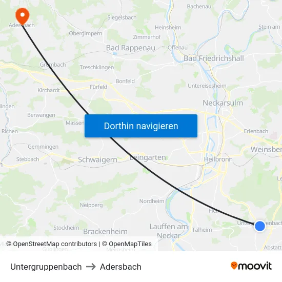 Untergruppenbach to Adersbach map