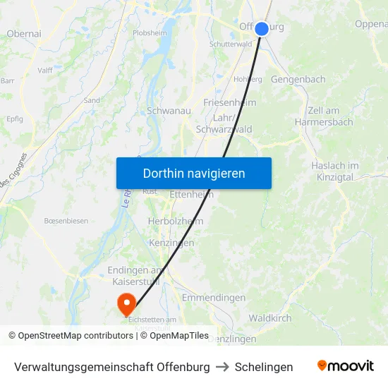 Verwaltungsgemeinschaft Offenburg to Schelingen map