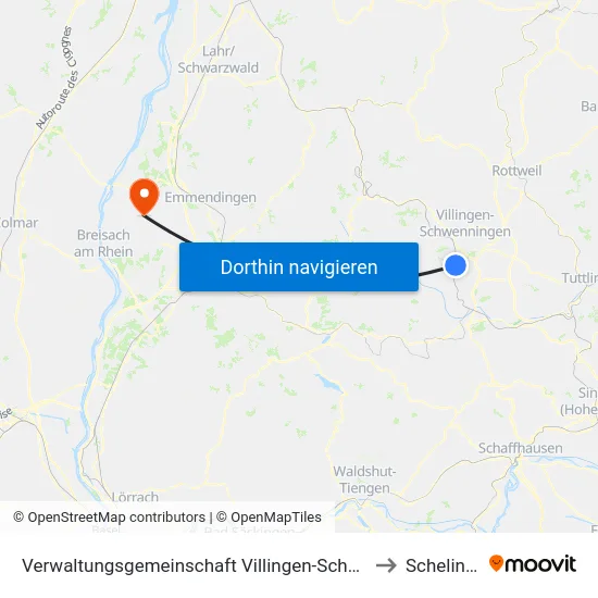 Verwaltungsgemeinschaft Villingen-Schwenningen to Schelingen map