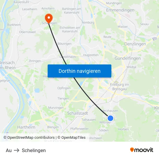 Au to Schelingen map