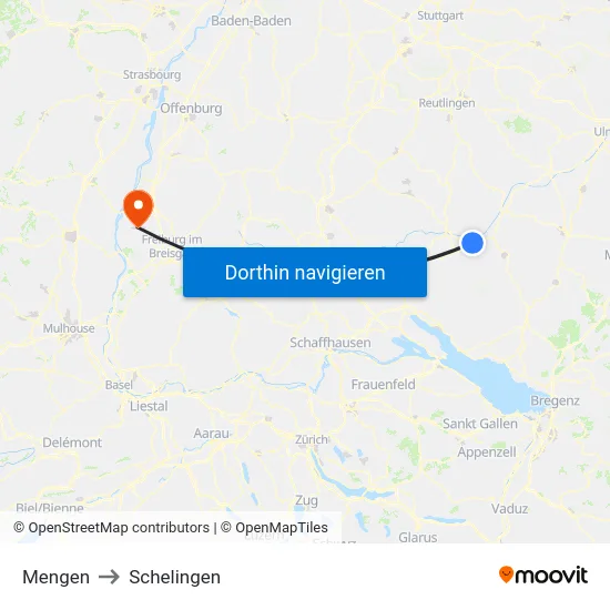 Mengen to Schelingen map