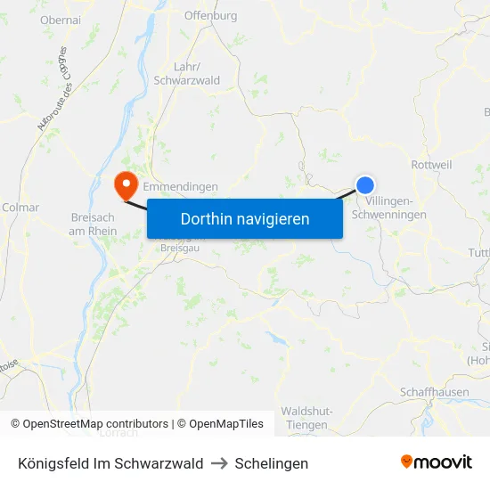 Königsfeld Im Schwarzwald to Schelingen map