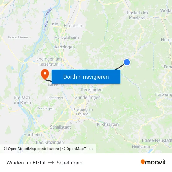 Winden Im Elztal to Schelingen map