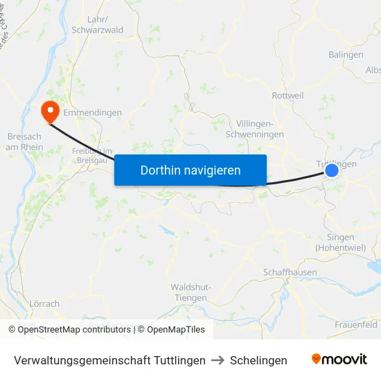 Verwaltungsgemeinschaft Tuttlingen to Schelingen map