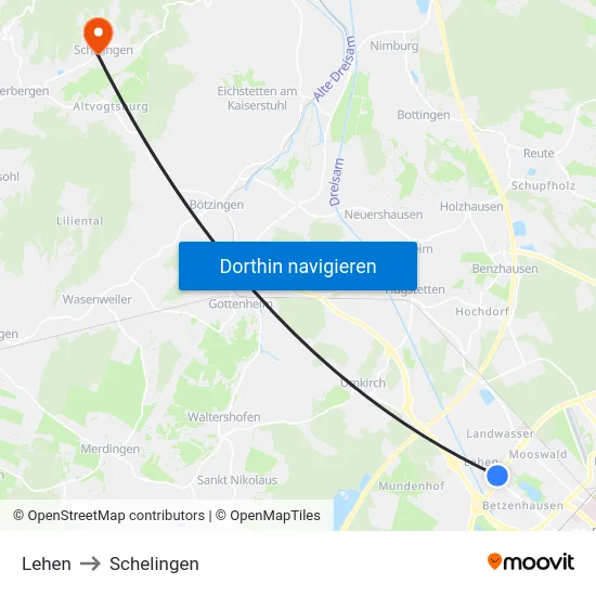 Lehen to Schelingen map