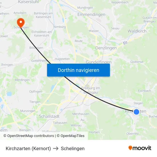 Kirchzarten (Kernort) to Schelingen map