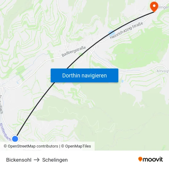 Bickensohl to Schelingen map