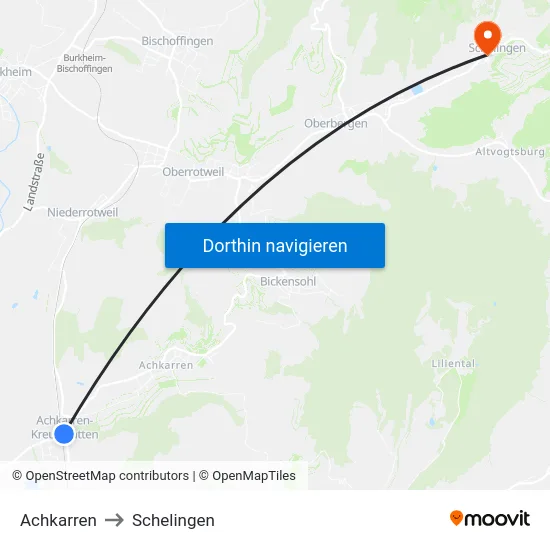 Achkarren to Schelingen map