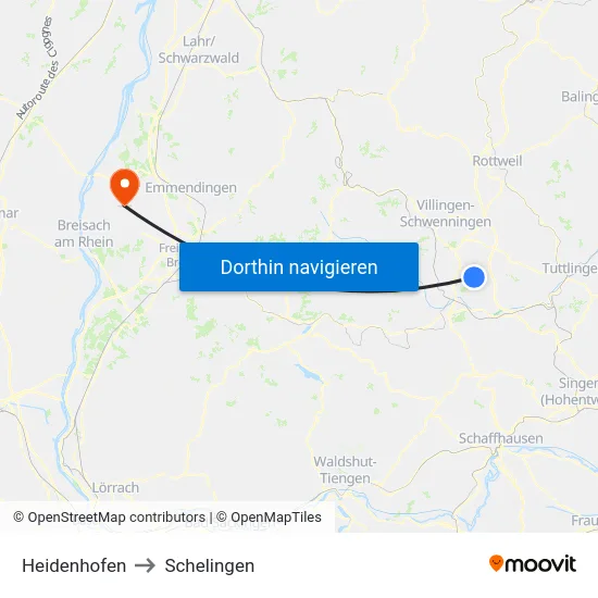 Heidenhofen to Schelingen map