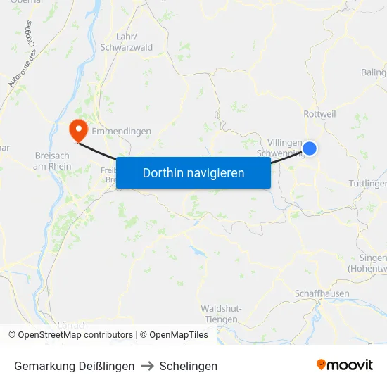 Gemarkung Deißlingen to Schelingen map