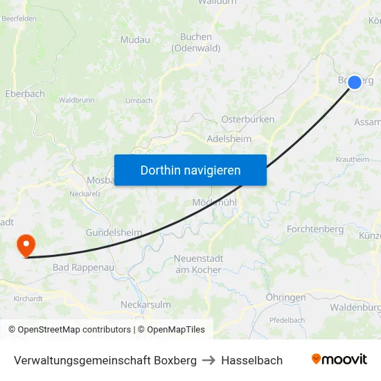 Verwaltungsgemeinschaft Boxberg to Hasselbach map