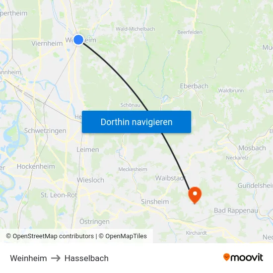 Weinheim to Hasselbach map