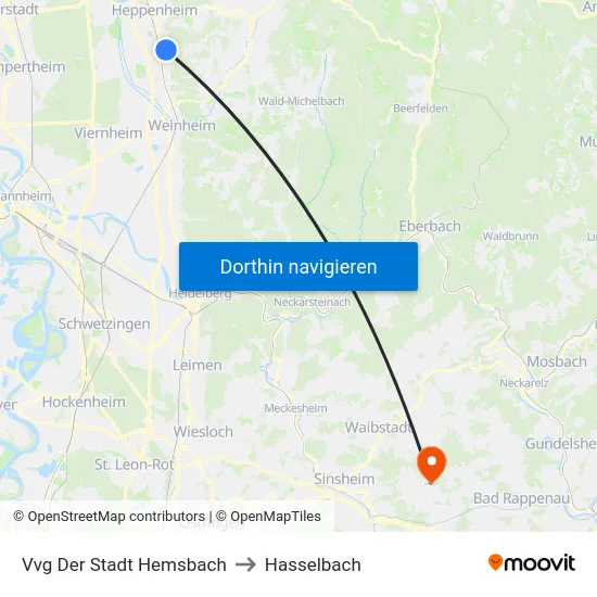 Vvg Der Stadt Hemsbach to Hasselbach map