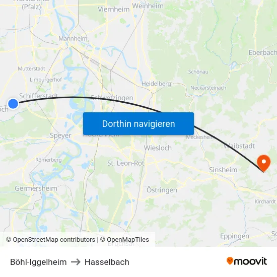 Böhl-Iggelheim to Hasselbach map