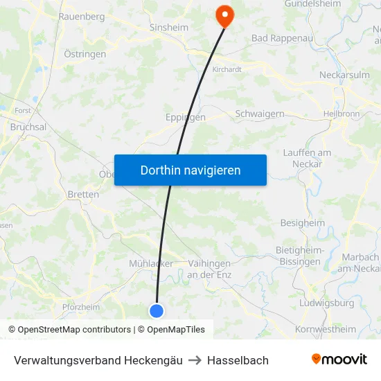 Verwaltungsverband Heckengäu to Hasselbach map