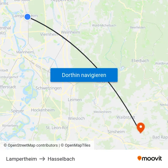 Lampertheim to Hasselbach map