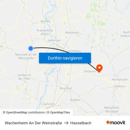 Wachenheim An Der Weinstraße to Hasselbach map