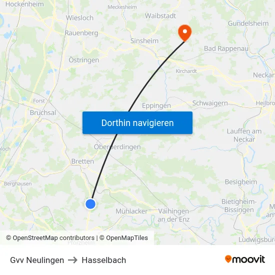 Gvv Neulingen to Hasselbach map