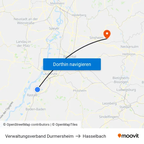 Verwaltungsverband Durmersheim to Hasselbach map