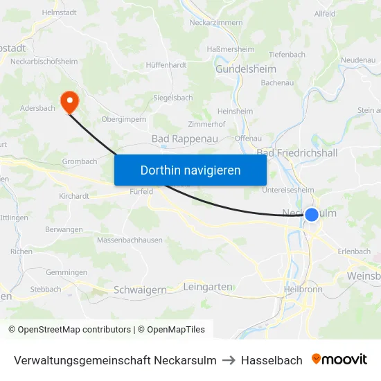 Verwaltungsgemeinschaft Neckarsulm to Hasselbach map