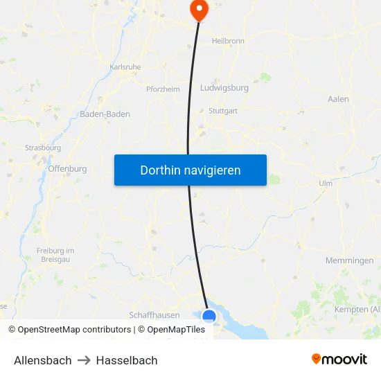 Allensbach to Hasselbach map