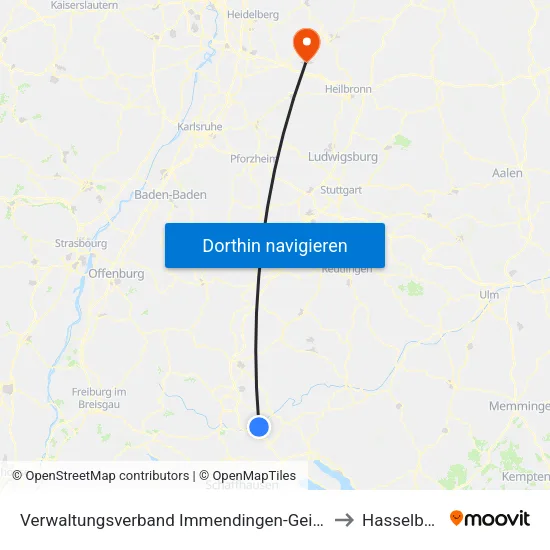 Verwaltungsverband Immendingen-Geisingen to Hasselbach map