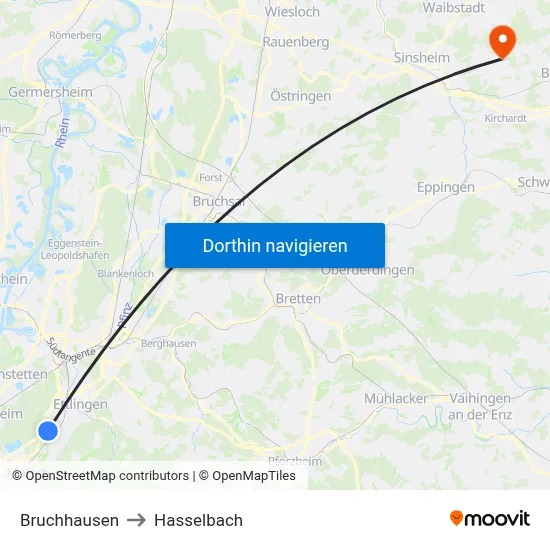 Bruchhausen to Hasselbach map