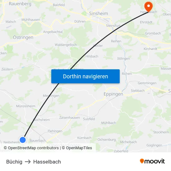Büchig to Hasselbach map
