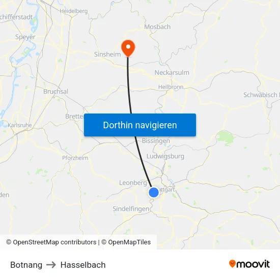 Botnang to Hasselbach map