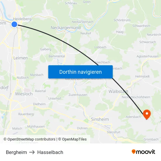 Bergheim to Hasselbach map