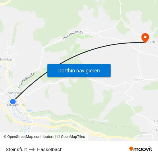 Steinsfurt to Hasselbach map