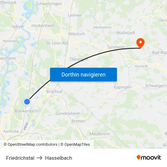 Friedrichstal to Hasselbach map