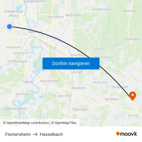 Flomersheim to Hasselbach map