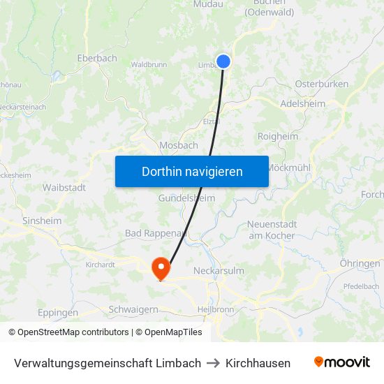 Verwaltungsgemeinschaft Limbach to Kirchhausen map
