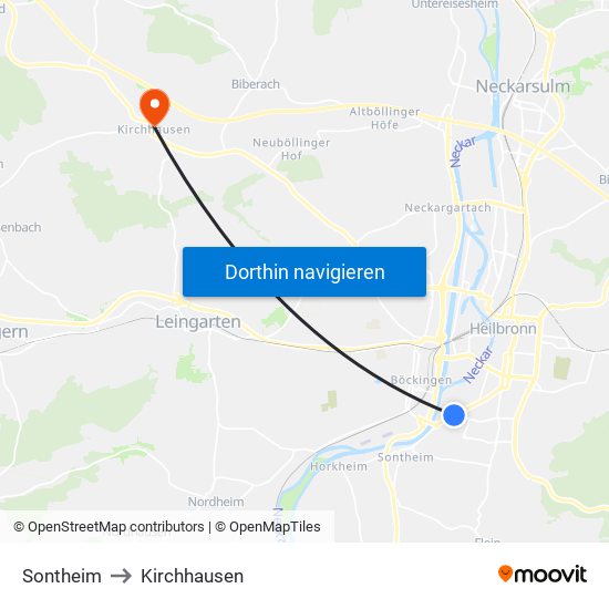 Sontheim to Kirchhausen map