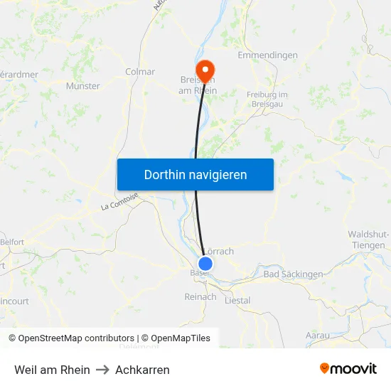 Weil am Rhein to Achkarren map