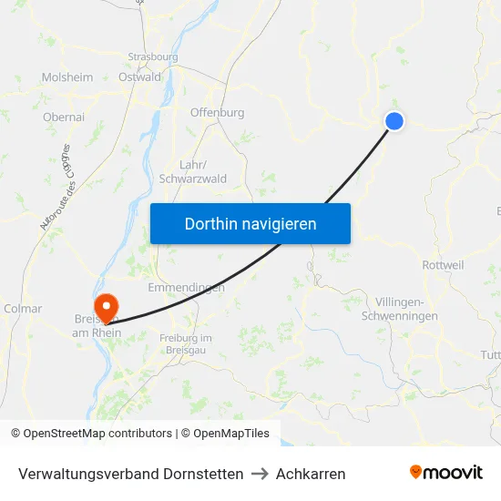 Verwaltungsverband Dornstetten to Achkarren map