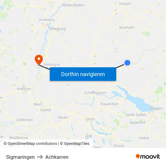 Sigmaringen to Achkarren map