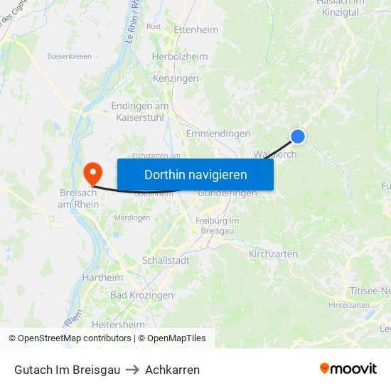Gutach Im Breisgau to Achkarren map