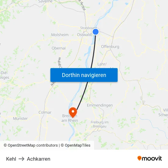 Kehl to Achkarren map