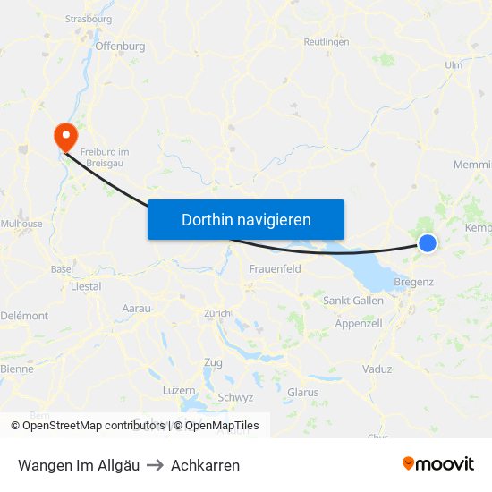 Wangen Im Allgäu to Achkarren map