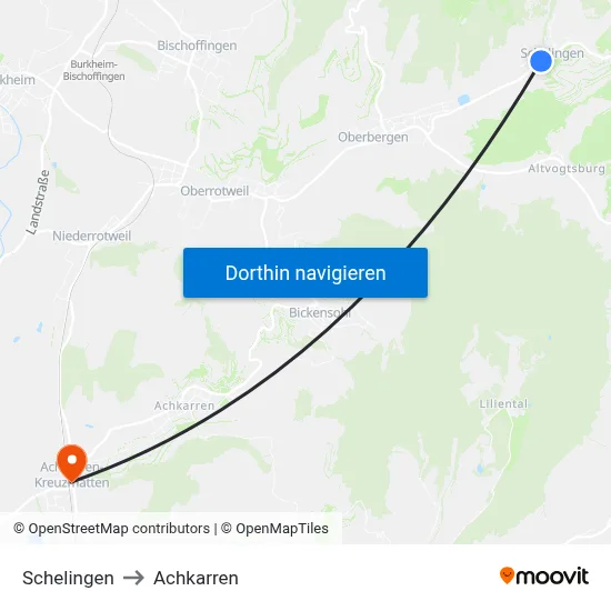 Schelingen to Achkarren map