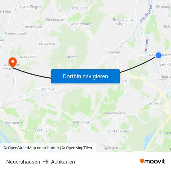 Neuershausen to Achkarren map